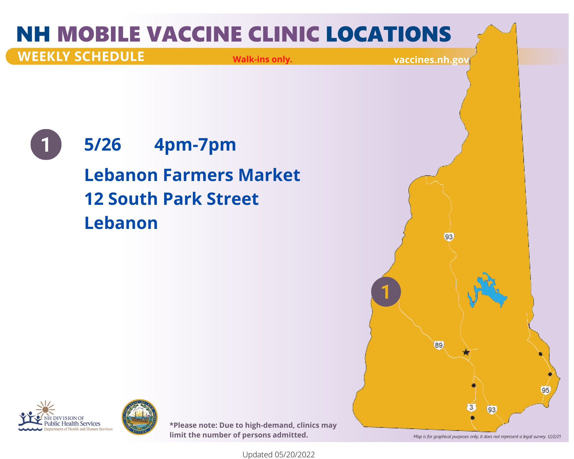 Mobile Vaccine Clinic Locations map